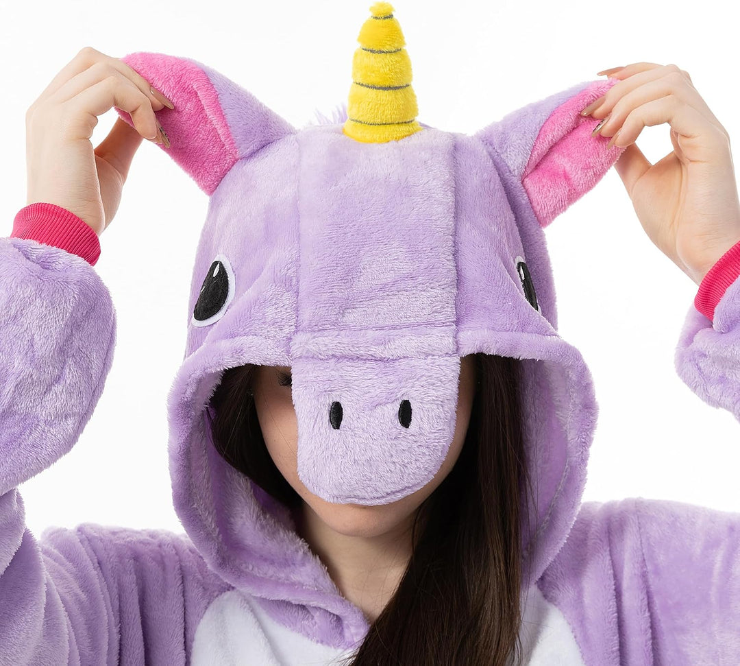Katara Flauschige Einhorn Kostüme Onesies Kigurumis für 145-185cm Körpergrösse (Erwachesene, Damen,