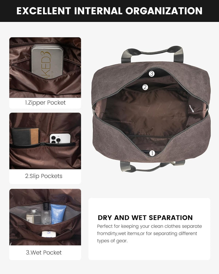 LOVEVOOK Reisetasche Weekender Herren Gross, 56L Handgepäck Tasche Für Flugzeug, Sporttasche Duffle