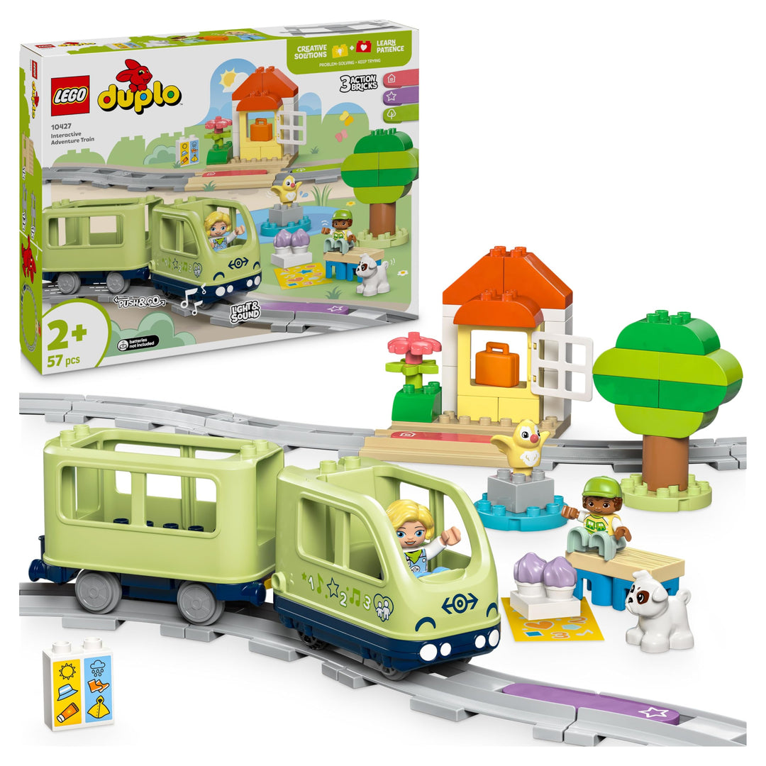 LEGO DUPLO Town Interaktive Abenteuer-Eisenbahn, Spielset mit Lichtern und Geräuschen für Rollenspie
