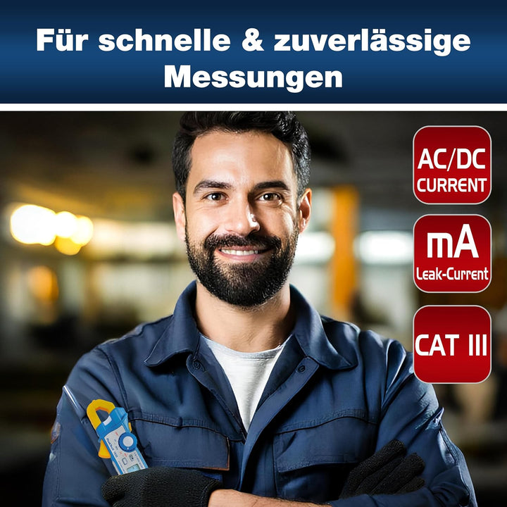 PeakTech P 1635 Stromzange, Kriechstromzange und Leckstromzange, mit 1 mA Auflösung und NCV, 1 Stück