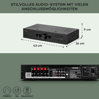 auna AMP-CD608 DAB HiFi Stereo-Amplifier Verstärker, Ausgangsleistung: 4 x 100 Watt RMS an 4 Ohm, 2