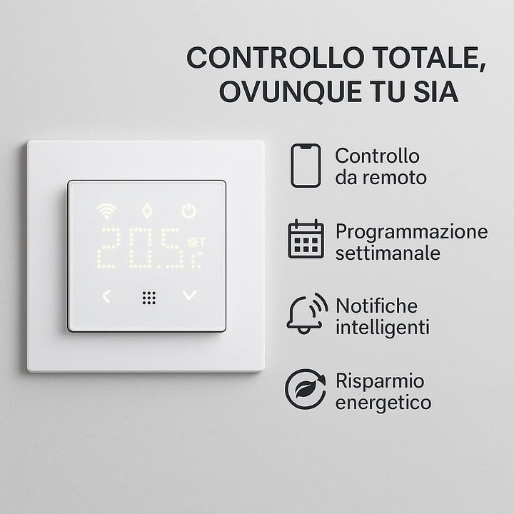 Elektronova TUYA WLAN-Thermostat, programmierbares Modul, 2P, 240 V, Touch-Display mit Hintergrundbe