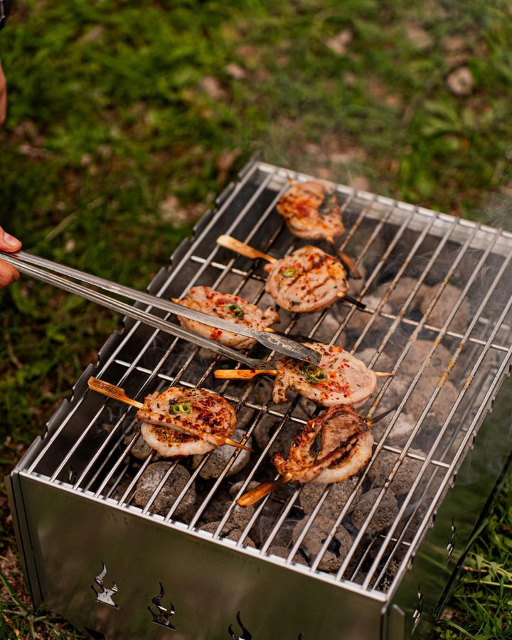 Hubo Zerlegbarer Tragbarer Grill – Kompakter Outdoor Campinggrill mit Spiesshalterungen & Tragetasch