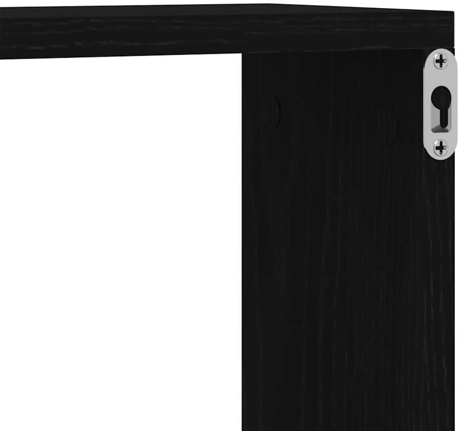 vidaXL Wandregal mit Regal 2 pcs Schwarz Eichen-Optik 80 x 15 x 26 cm, Moderne rechteckige Wandregal
