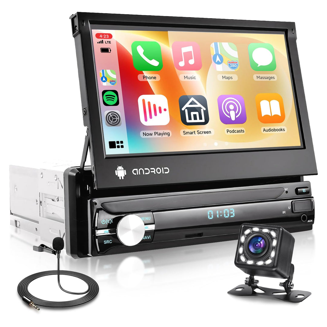 Android Autoradio mit GPS-Navigation, WiFi, Bluetooth, 7-Zoll-Touchscreen 1 Din Auto Multimedia Play