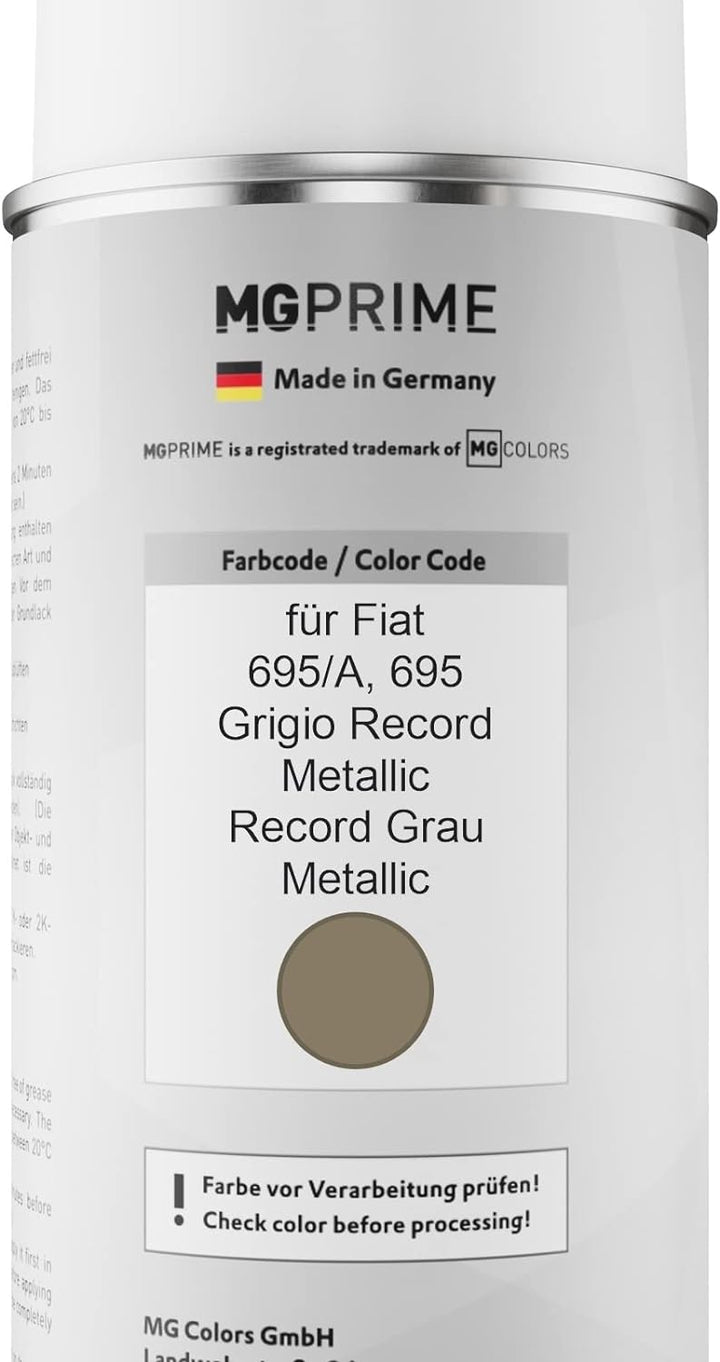 MG PRIME Autolack 2K Spraydosen Set für Fiat 695/A / 695 Grigio Record Metallic/Record Grau Metallic