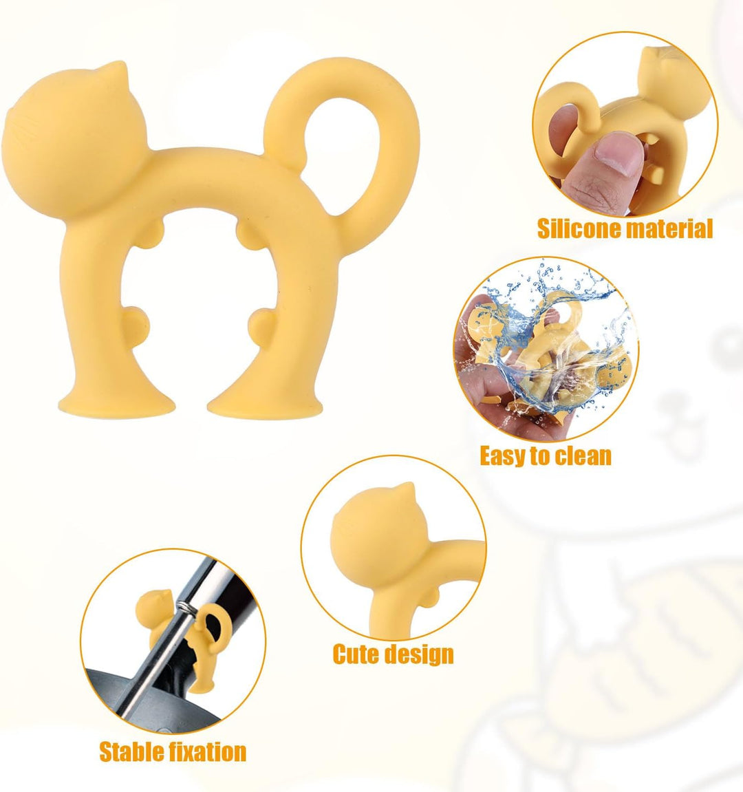 BOXOB 4st Löffelhalter für Topf, Katzenform Silikon Spatelhalter Gestell Süss Hitzebeständig Utensil