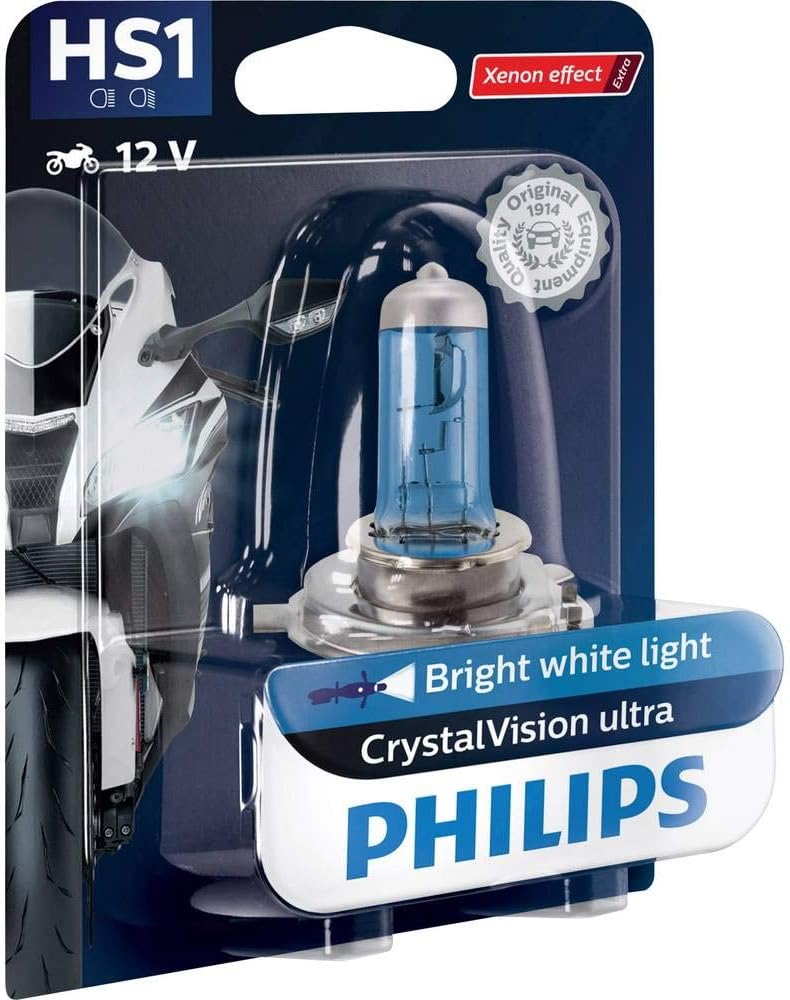 Philips 12636BVBW CrystalVision ultra Moto HS1 Motorrad-Scheinwerferlampe, 1 Stück HS1 Single, HS1 S