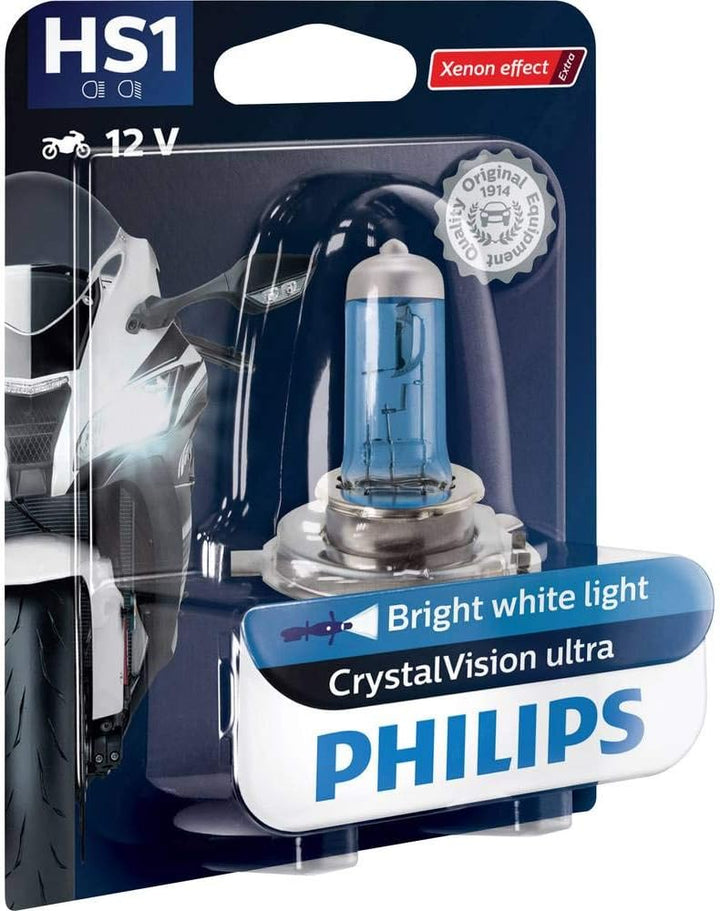 Philips 12636BVBW CrystalVision ultra Moto HS1 Motorrad-Scheinwerferlampe, 1 Stück HS1 Single, HS1 S