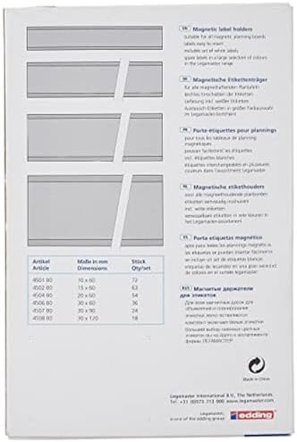 Legamaster 7-450200 Magnetische Etikettenträger für Whiteboards, 63 Stück, 15 x 60 mm, schwarz, 15 x