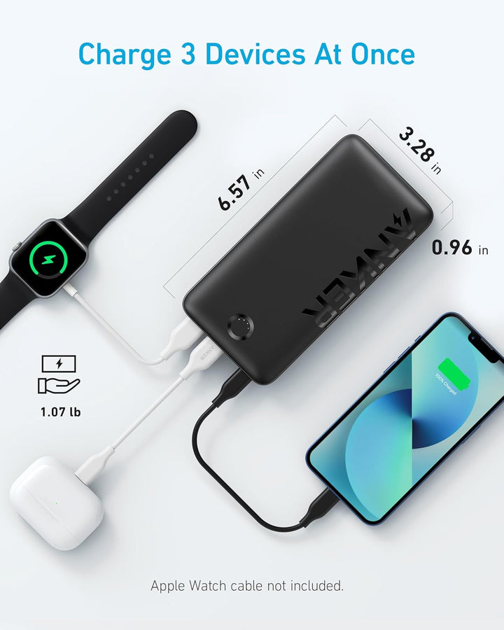 Anker 335 Powerbank (PowerCore 20K), 20W externer Akku mit USB-C Ladeleistung, Kompatibel mit iPhone