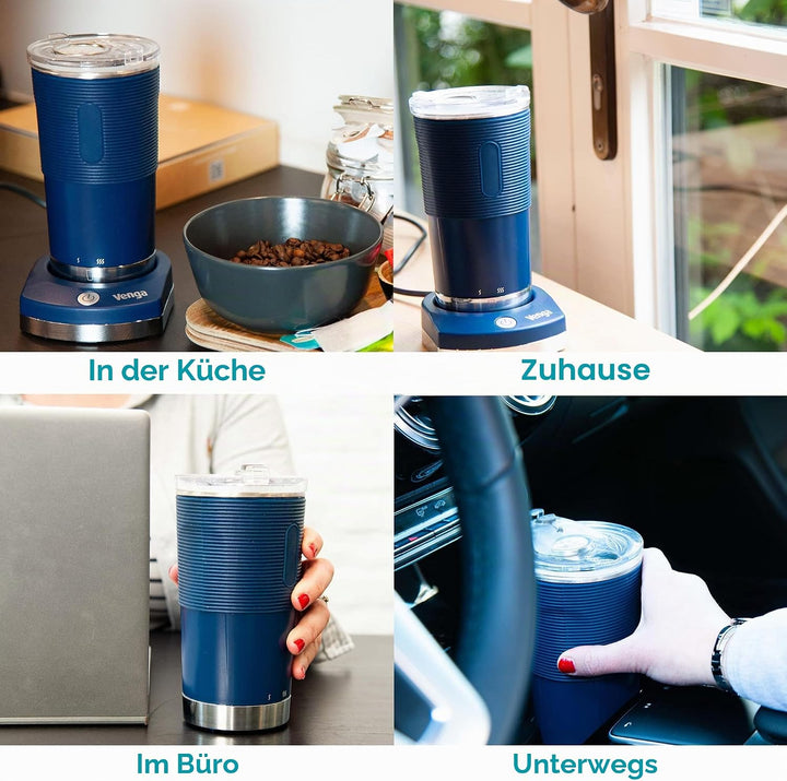 Venga! Elektrischer Reisewasserkocher + Becher “to go“, 380 ml, regelbare Temperatur, Warmhaltefunkt