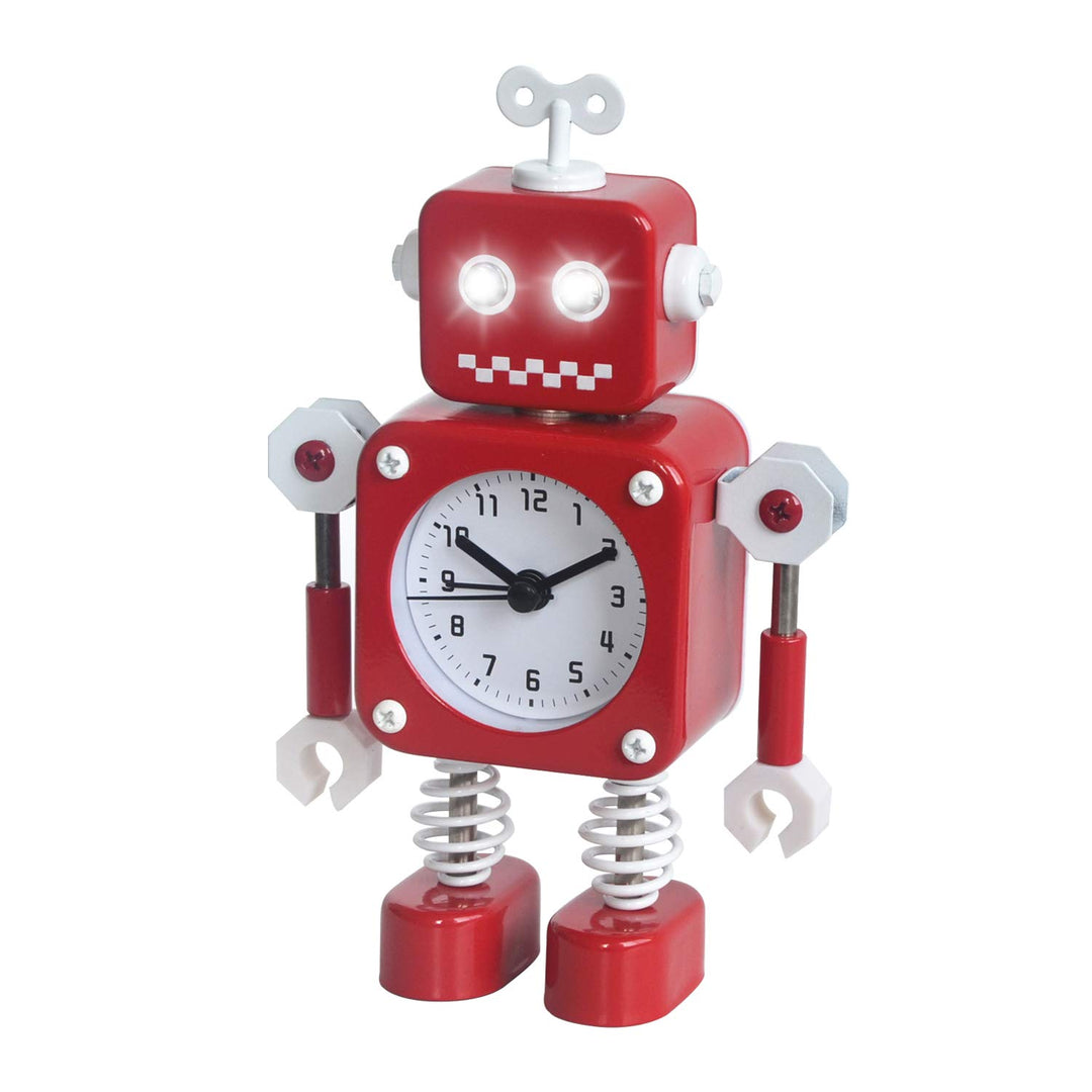 Diskary Roboter Wecker,Nicht tickende Wecker mit blinkenden Augen Lichtern und drehbarem Arm,Geschen