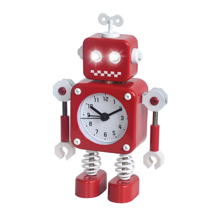 Diskary Roboter Wecker,Nicht tickende Wecker mit blinkenden Augen Lichtern und drehbarem Arm,Geschen