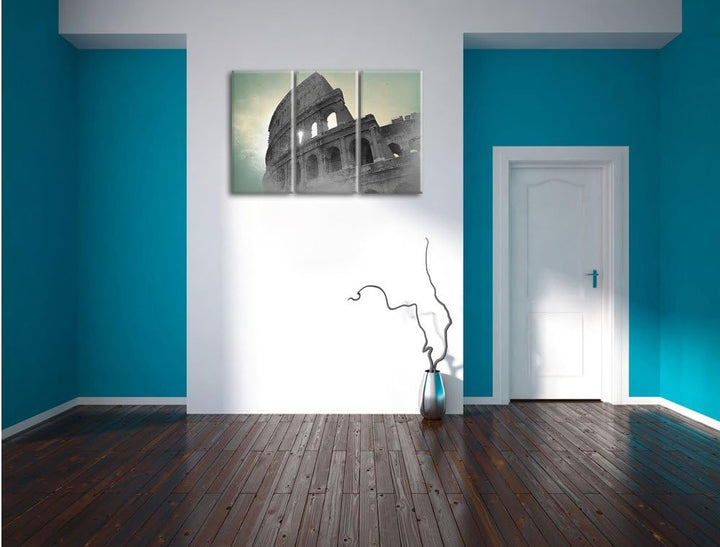 Pixxprint antikes Kolosseum in Rom als Leinwandbild/Grösse: 3 Teilig (120x80 cm) cm/Wandbild/Kunstdr