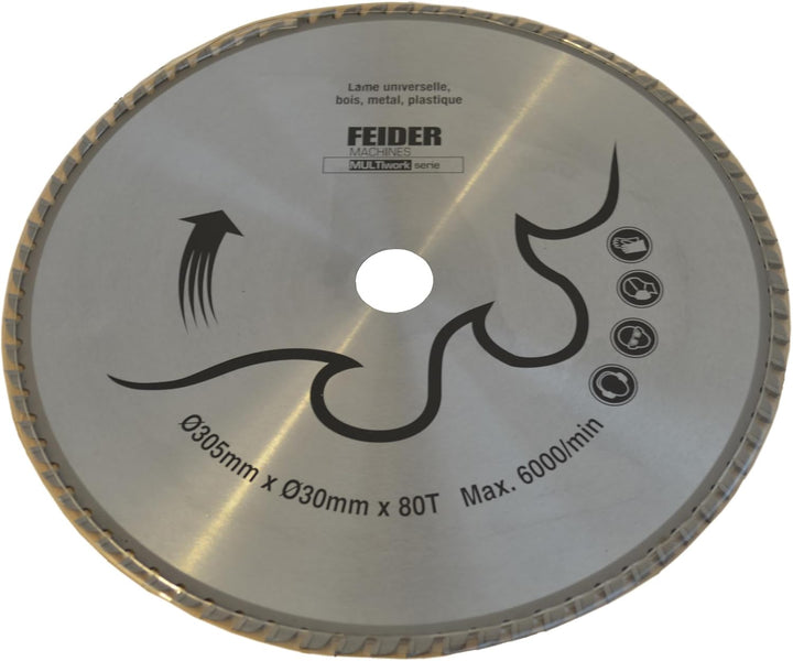 FEIDER F305LU Universal Kreissägeblatt - Sägeblatt für Kreissäge, Gezahnte Sägescheibe - Stahl - 305
