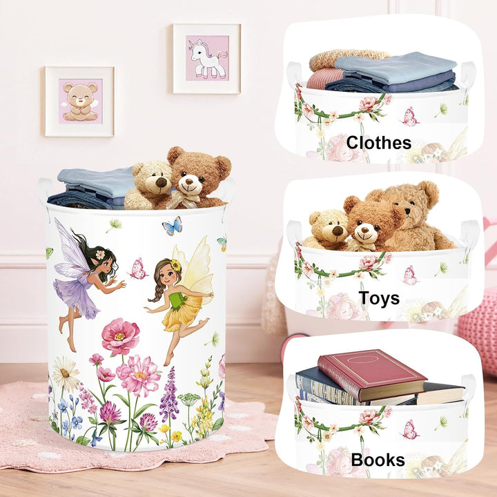 Entzückende Prinzessin Gross Wäschekorb Schmetterling Blume Stoff Aufbewahrungskorb Kleidung Spielze