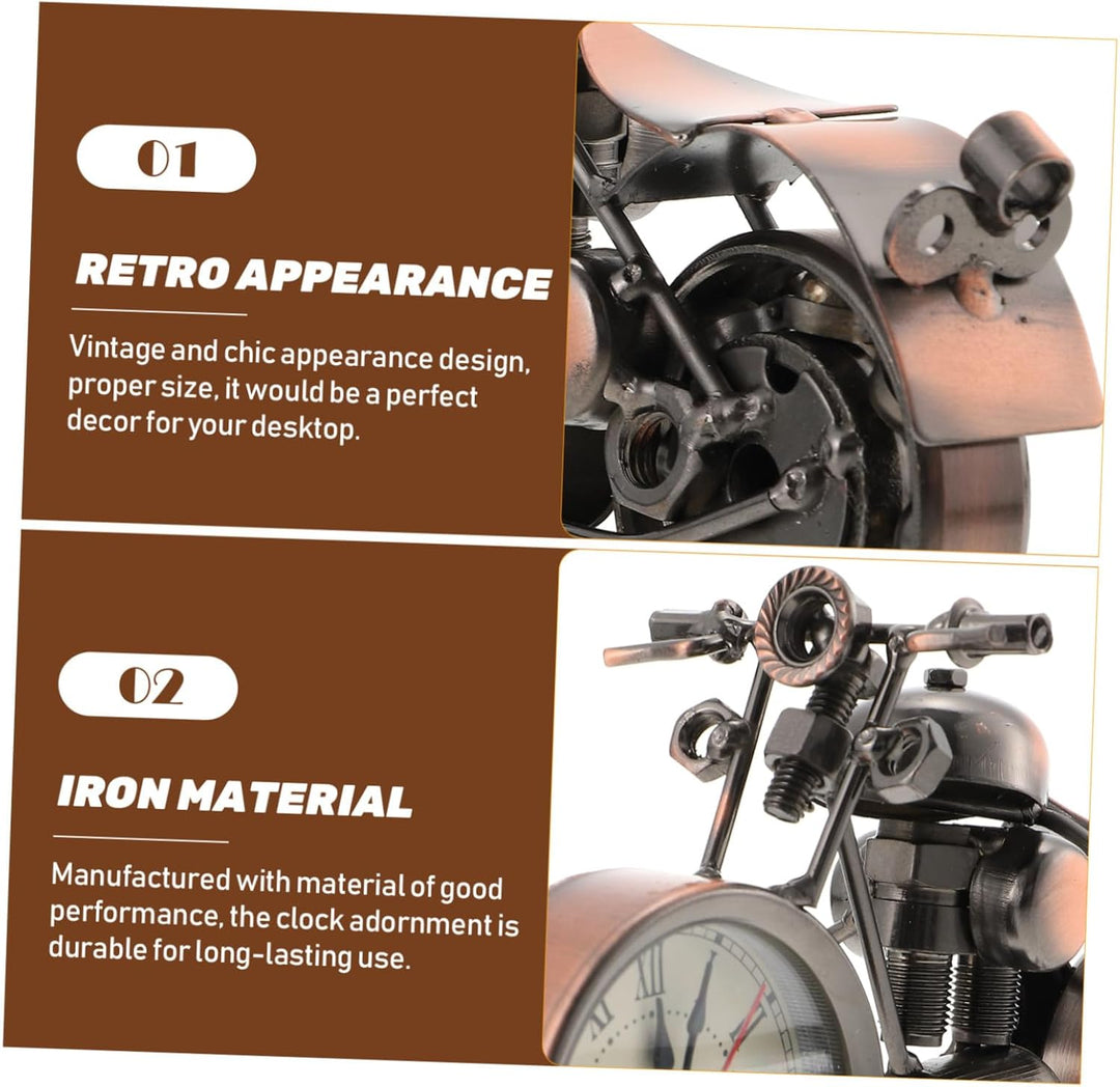 VALICLUD Vintage Motorrad Tischuhr Aus Robustem Eisen Dekorative Uhr Und Stilvolles Modell Für Büro