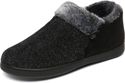Mishansha Herren Winter Warme Hausschuhe Memory Foam Plüsch Pantoffeln,Gr.39-48, Rauchiges Schwarz 3