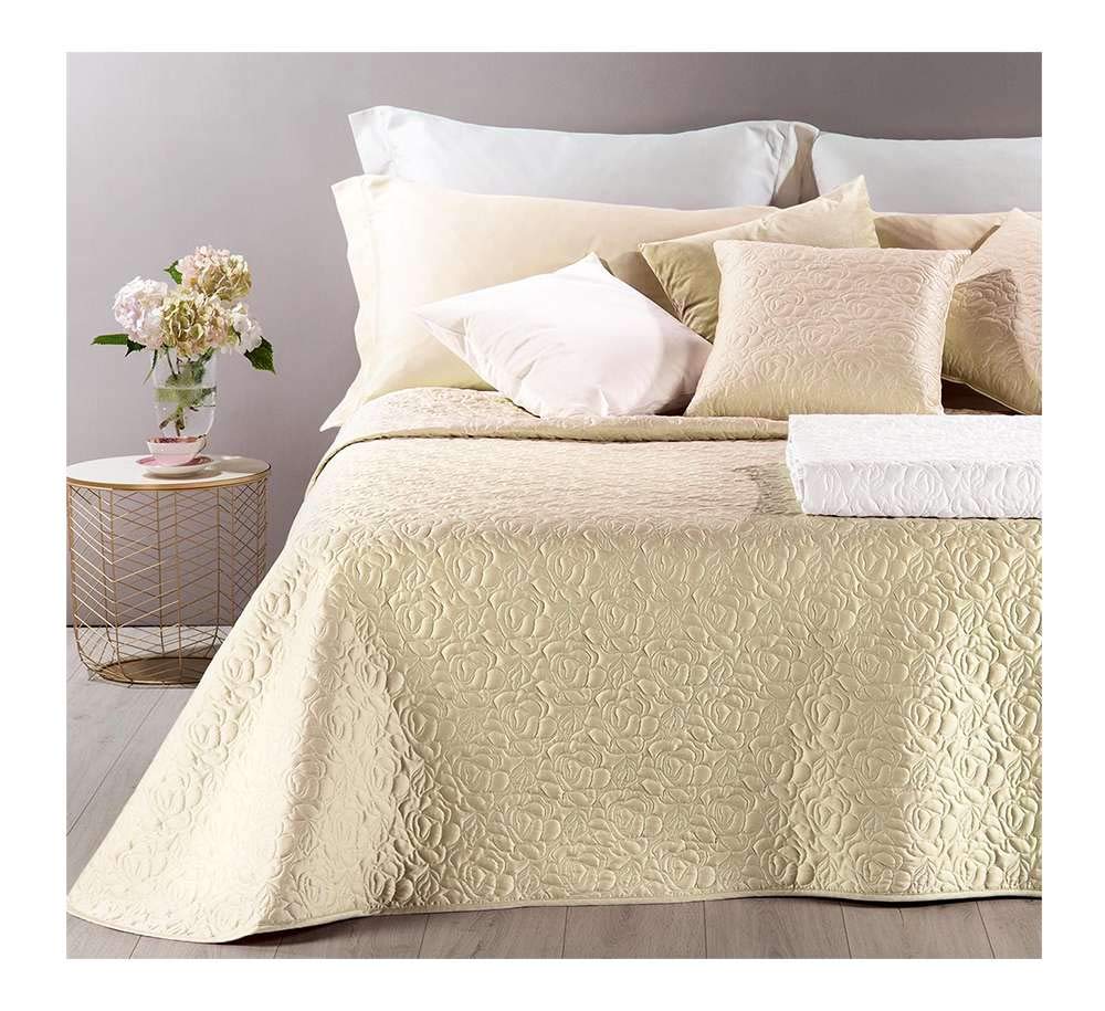 Caleffi - Tagesdecke, gesteppt, Patricia, einfarbig, für Doppelbett, Elfenbein Re Elfenbein, Re Elfe
