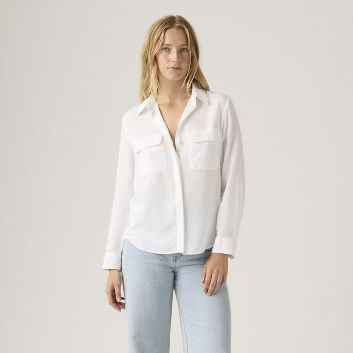 Levi's Damen Elaine Utility Shirt Hemd mit Button-Down-Kragen (1er Pack) S Bright White, S Bright Wh