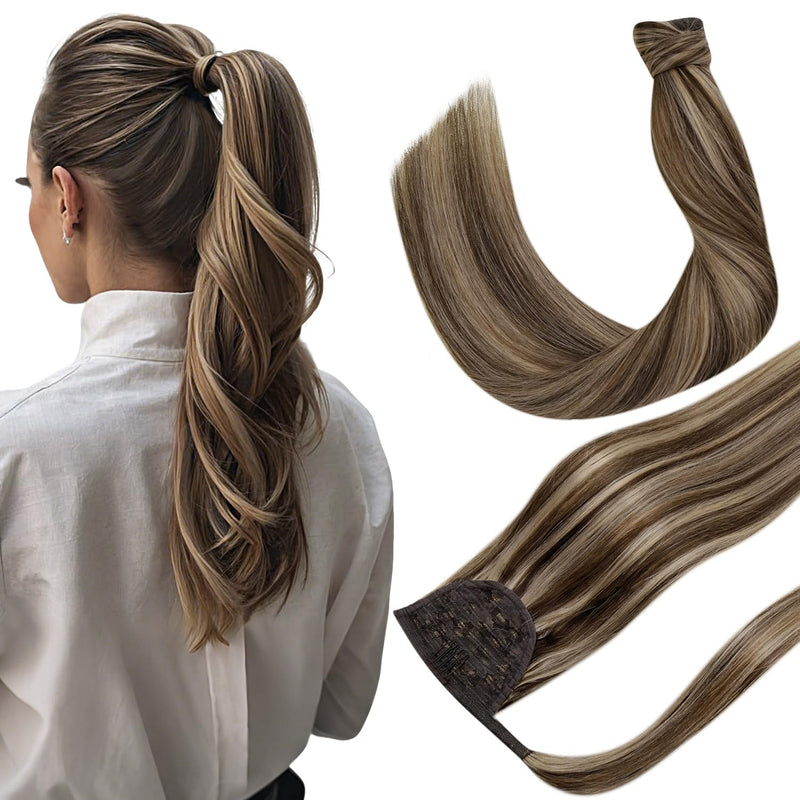 Hetto Braun Ponytail Echthaar Extensions Remy Zopf Extensions Echthaar Glatt Haarverlangerung Peferd