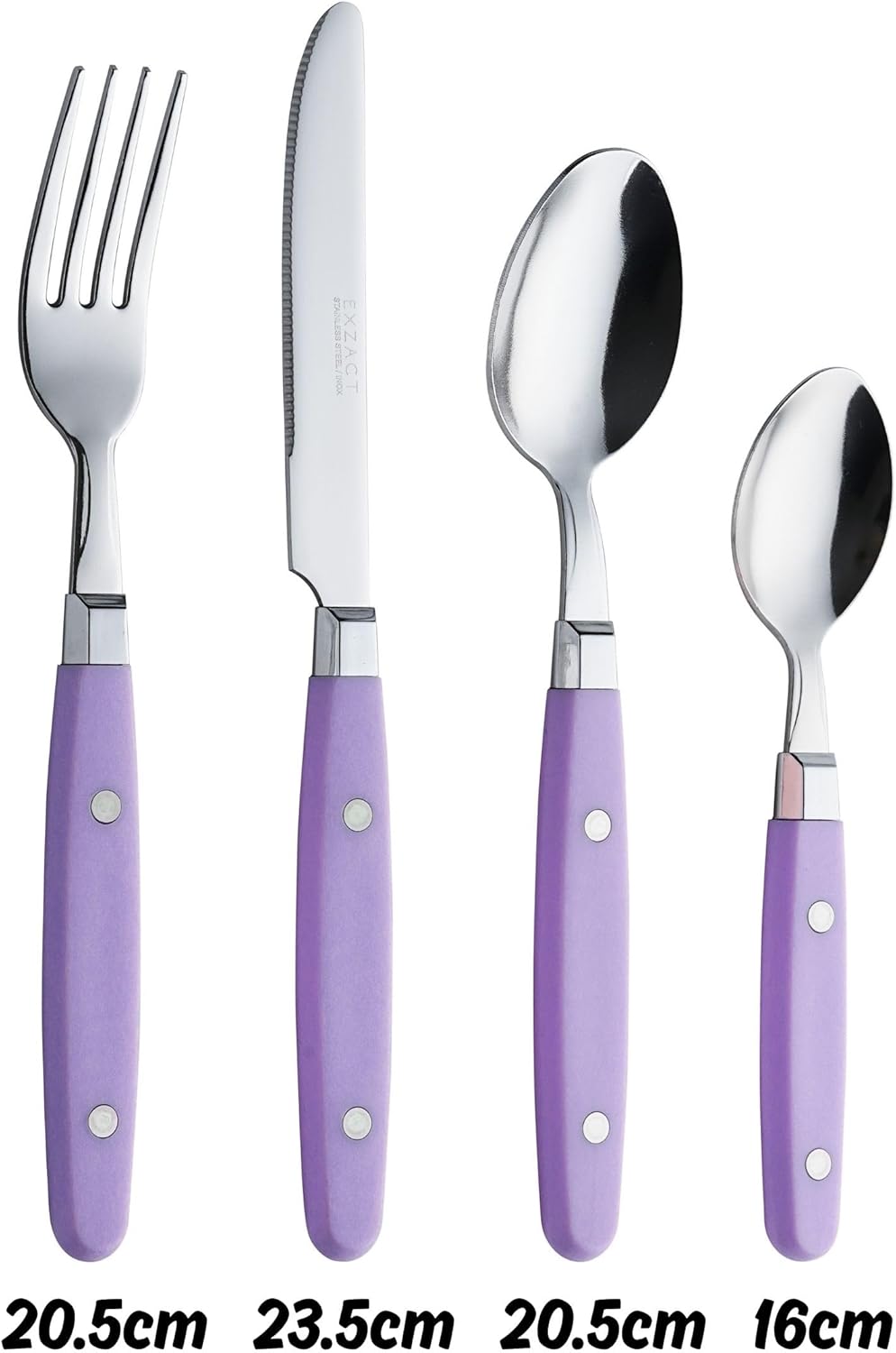 EXZACT Besteckset 24-teilig aus Edelstahl – mit Nietengriffen/Besteck im Retro-Stil – 6 x Tafelgabel