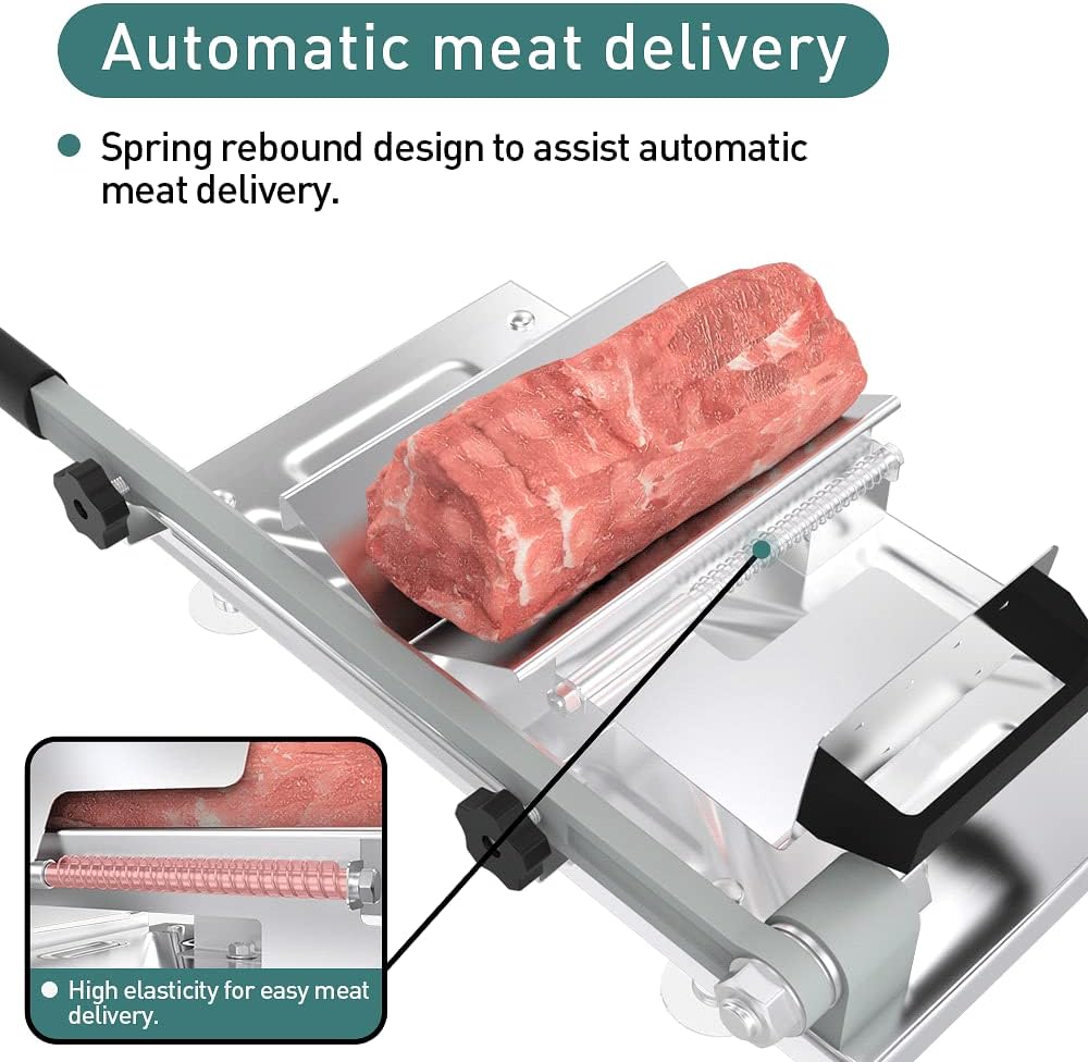 Edelstahl-Lebensmittelschneider, manueller Fleischschneider für Steaks und Lammrollen, ideal für BBQ