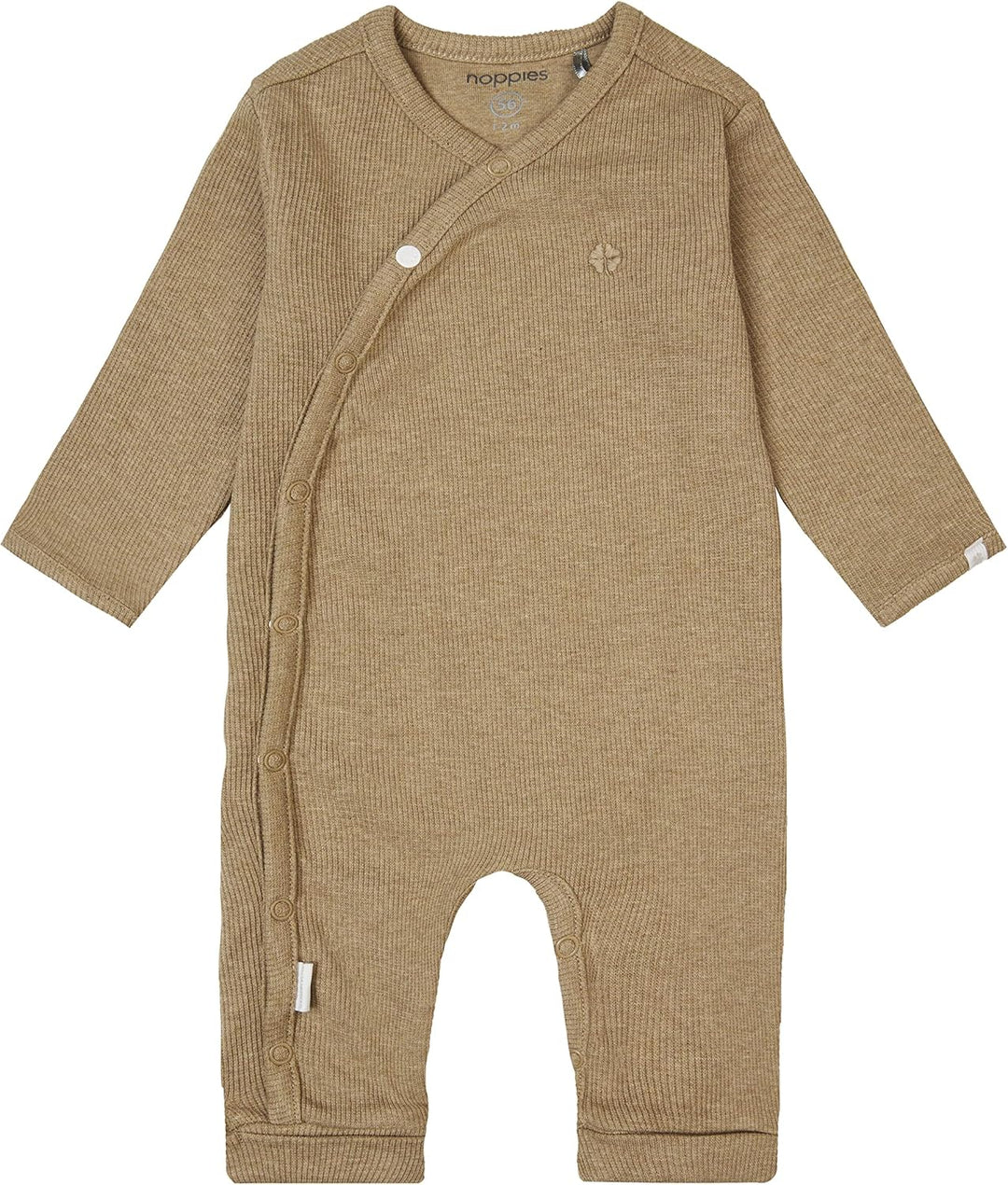 Noppies Unisex Baby U Playsuit Ls Rib Nevis Kleinkind-Strampelanzug 50 Light Green Melange, 50 Light