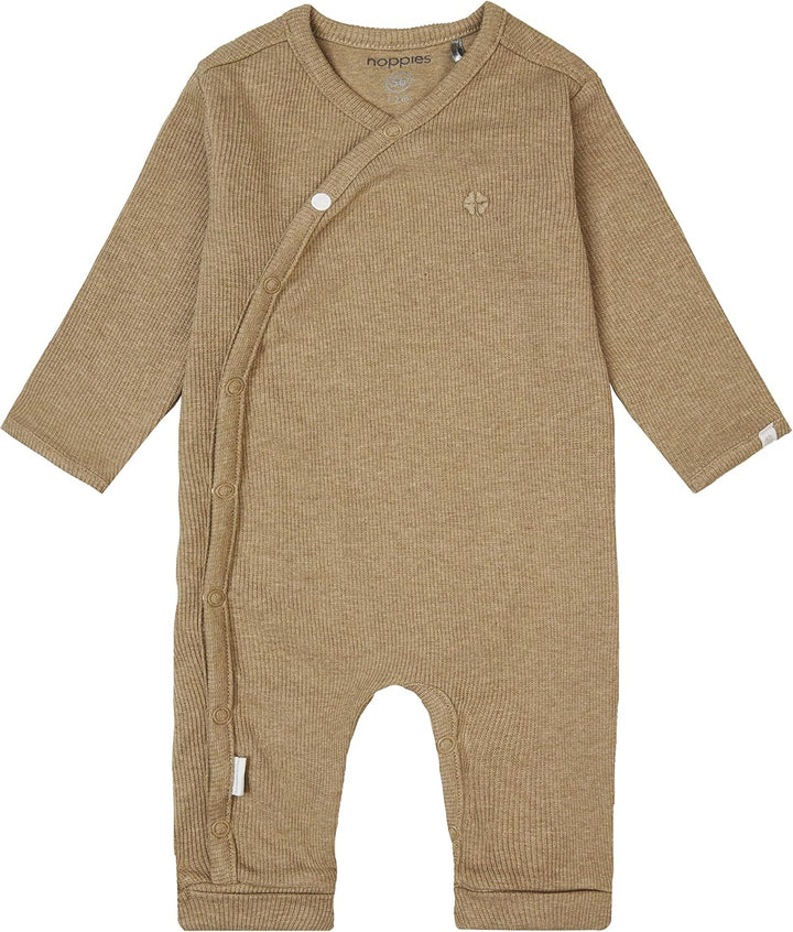 Noppies Unisex Baby U Playsuit Ls Rib Nevis Kleinkind-Strampelanzug 50 Light Green Melange, 50 Light