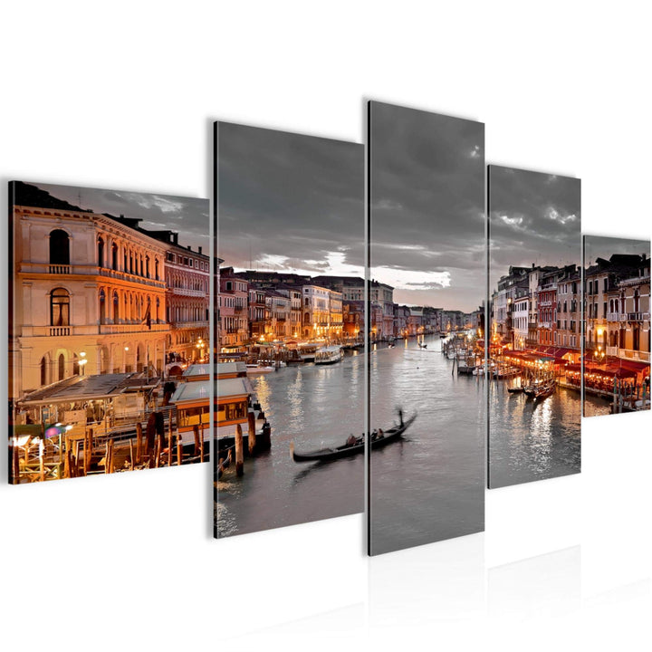 Runa Art Bild Wohnzimmer Schlafzimmer Venedig Italien 5 Teilig Panorama Grau Braun Wandbilder auf Vl