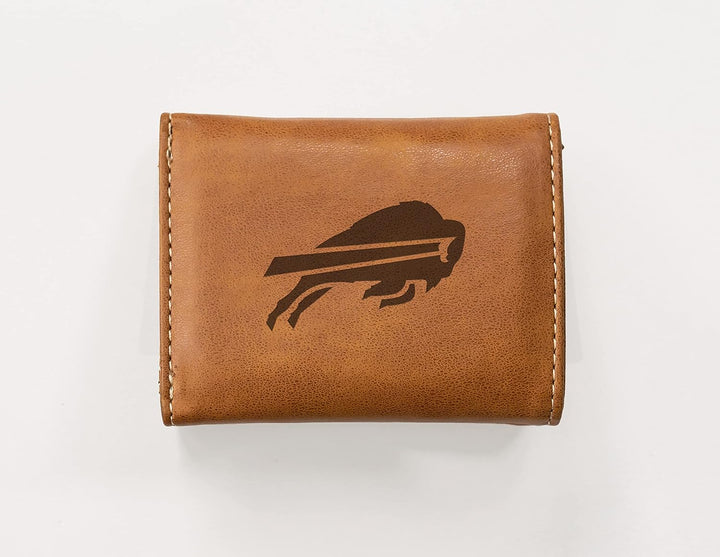 Rico Industries NFL Laser Engraved Tri-Fold Wallet, Brown Buffalo Bills, Buffalo Bills