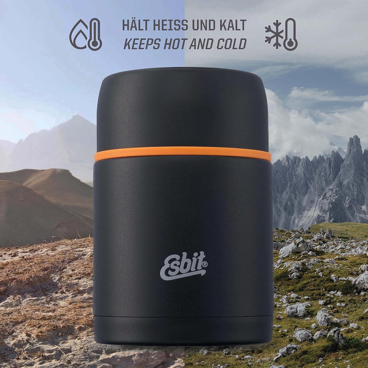 Esbit Thermobehälter Classic für Speisen - Warmhaltebehälter 750 ml in Schwarz - aus Edelstahl für w