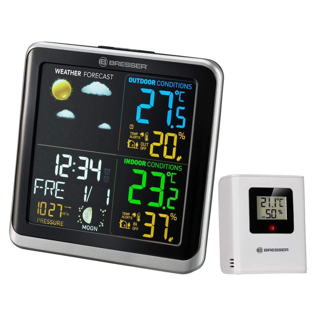 Bresser 7007201 Wetterstation Funk mit Aussensensor ClimaTemp TB Wetterstation mit LCD Farbdisplay u