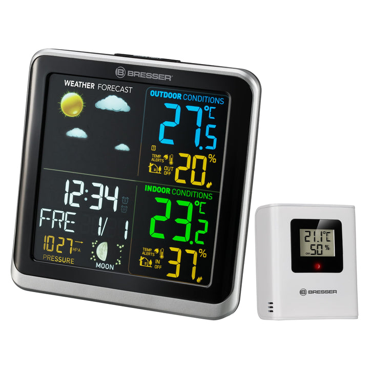Bresser 7007201 Wetterstation Funk mit Aussensensor ClimaTemp TB Wetterstation mit LCD Farbdisplay u