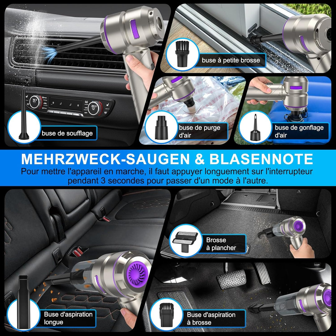 Handstaubsauger, 4-in-1 Handstaubsauger Akku Kabellos,18000Pa Auto staubsauger Stark mit Bürstenlose