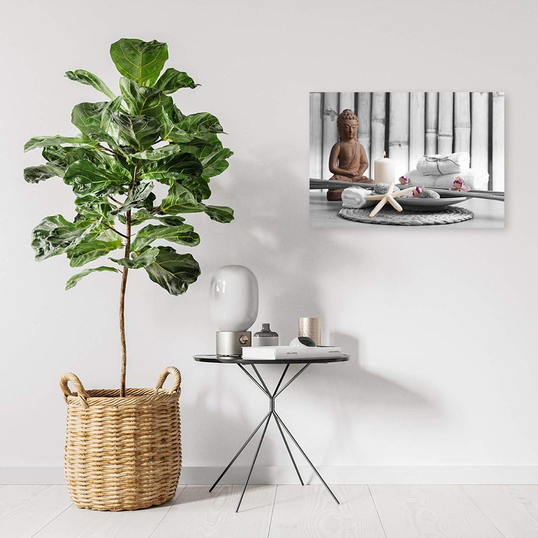 Feeby Bilder Buddha Spa XXL 120x80 cm 1 Teilig Wandbilder Kunstdruck Bild auf Leinwand Leinwandbilde