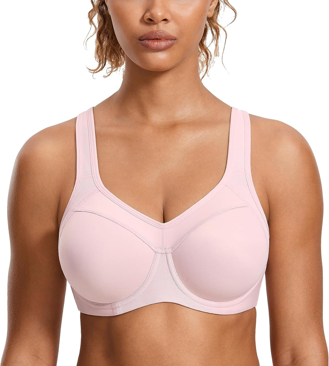 SYROKAN Damen Sport BH Starker Halt- Bügel Push Up Ringerrücken Gepolstert Fitness BH 70C Rhodonit R