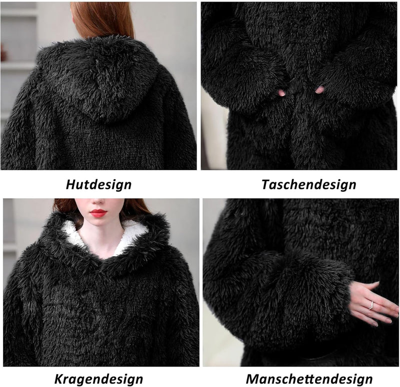 CALIYO Hoodie Decke, Blanket Hoodie Kuschel Pullover Damen Kuscheldecke mit ärmeln, Kuschelanzug für