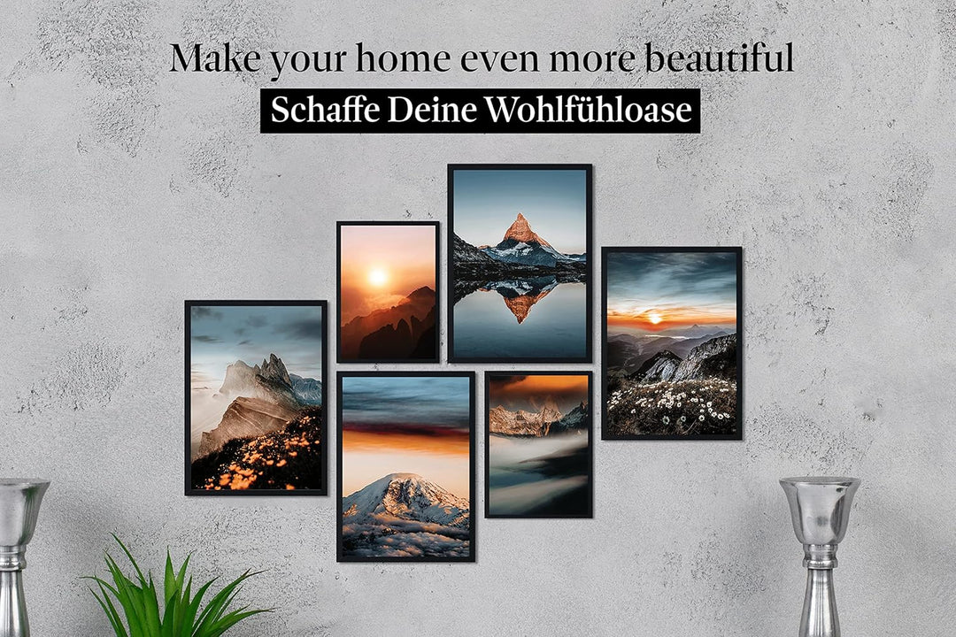 CreativeRobin Premium Poster Set als Wohnzimmer Deko Schlafzimmer | 4x A3 + 2x A4 Wandbilder Collage