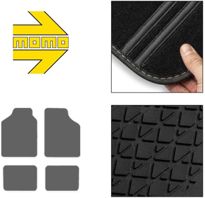 MOMO KOMPLETT-SET 4 STÜCK UNIVERSAL-AUTOFUSSMATTEN SCHWARZ/ROT SCHWARZ AND ROT A8BR, SCHWARZ AND ROT