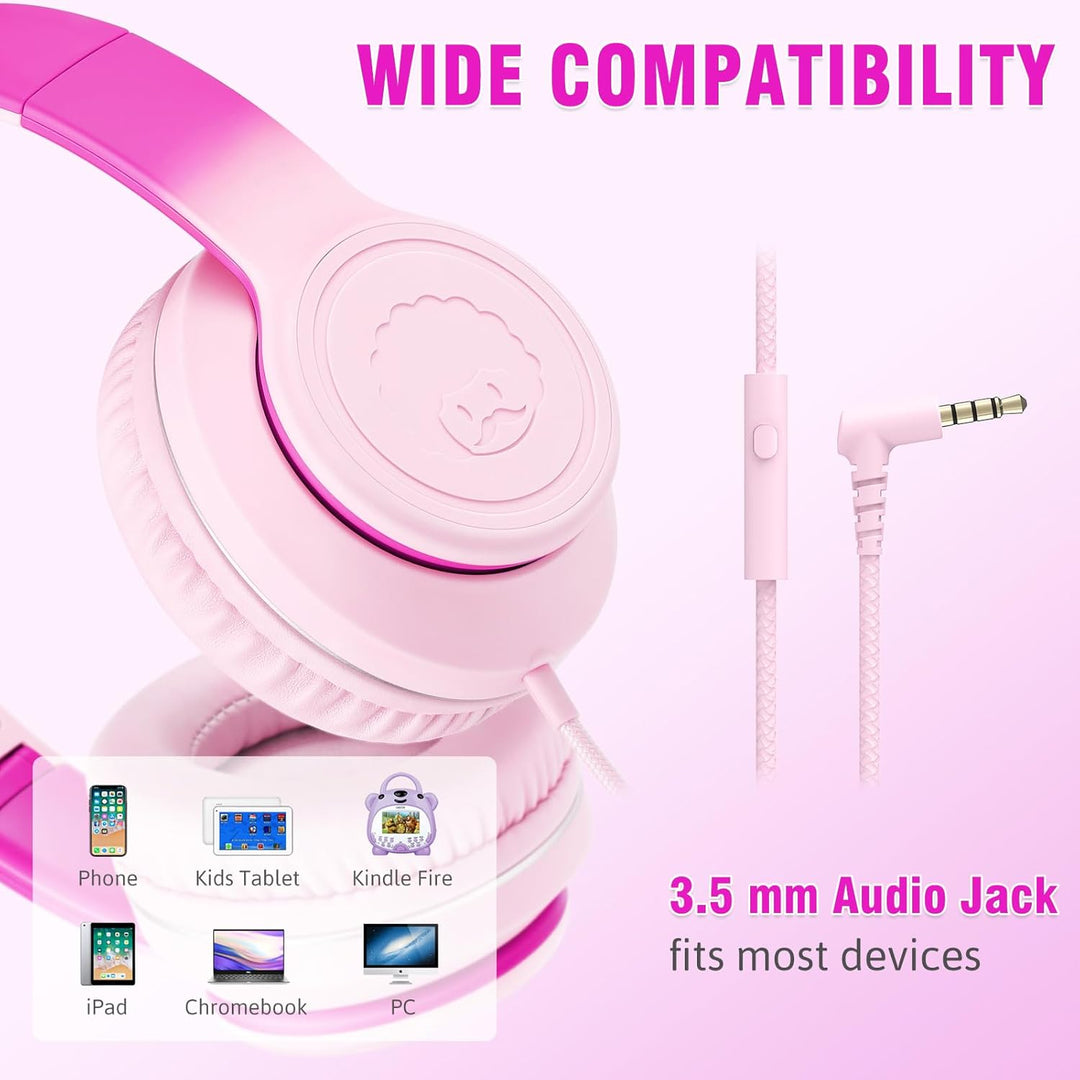 RockPapa L22 Kinder kopfhörer, Kabel Kopfhörer für Kinder, 3,5 mm Aux Jack, Verstellbares Stirnband