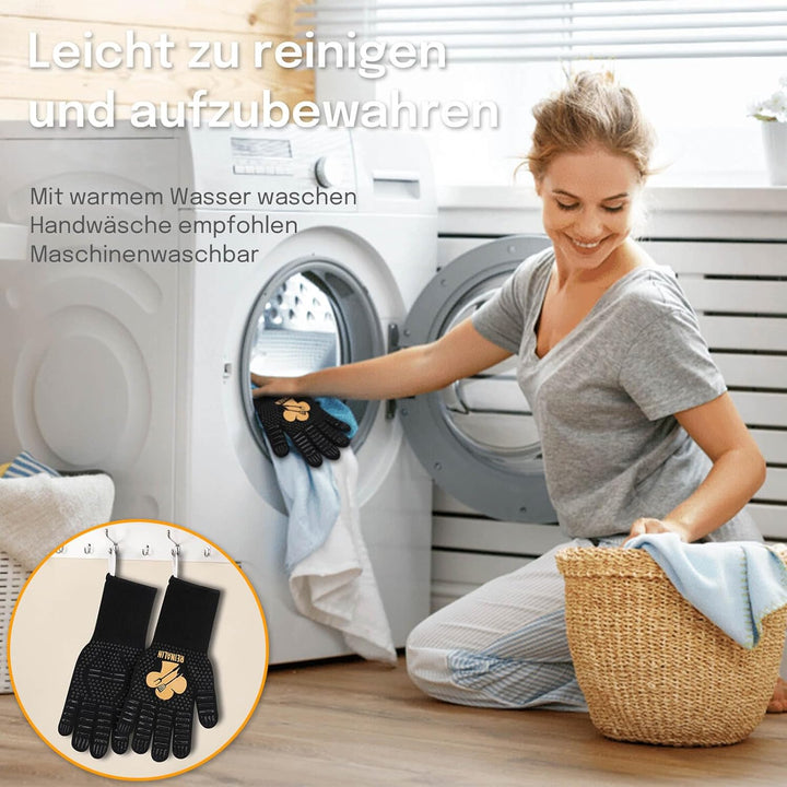 Reinalin Grillhandschuhe Hitzebeständig bis 800°C, Ofenhandschuhe Topfhandschuhe Feuerfeste Handschu