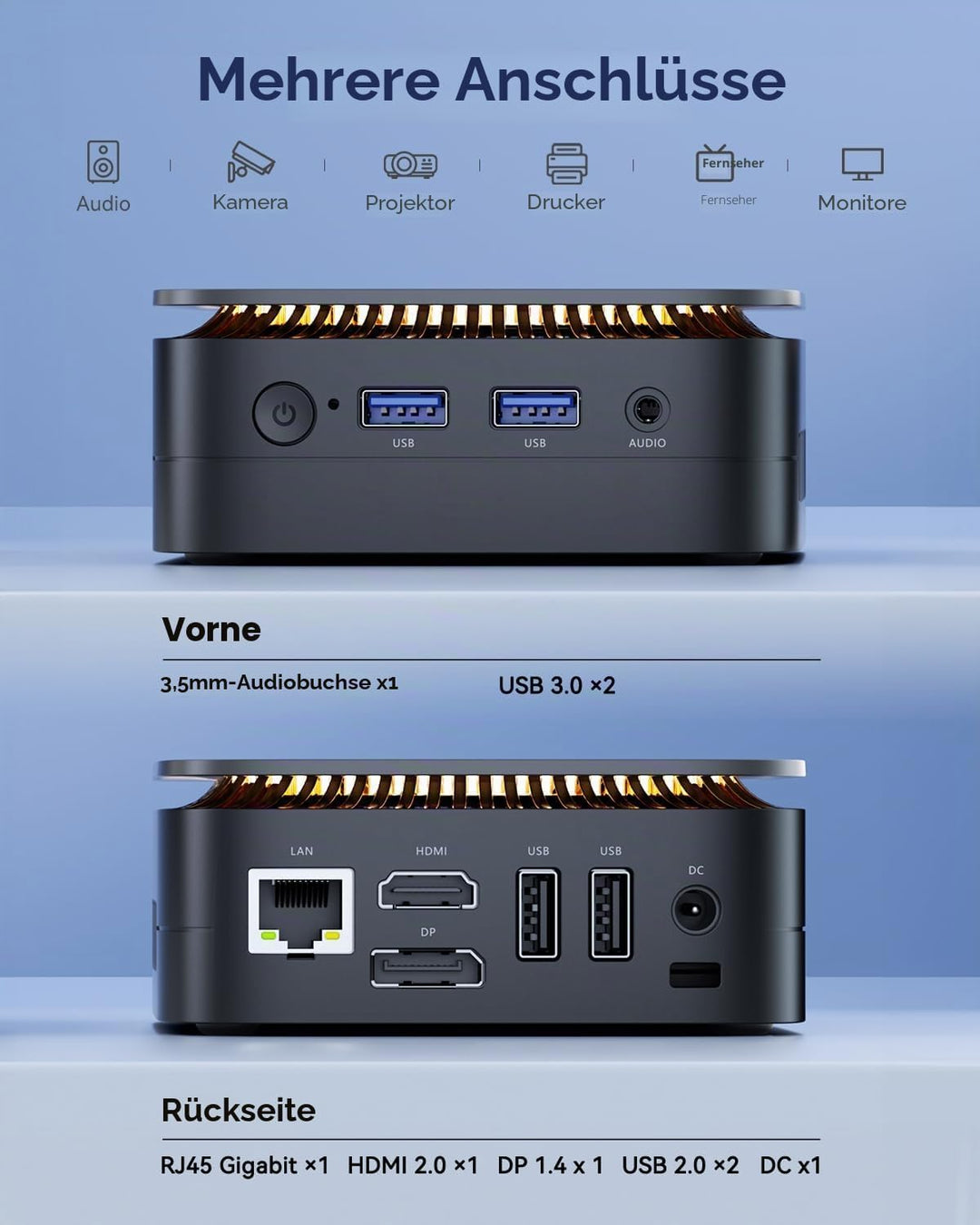 NiPoGi Essenx E1 Mini PC W-11 Pro Ιntel Alder Lake-Ν N95(bis 3,4 GHz) 16GB DDR4 512GB SSD, Mini Comp
