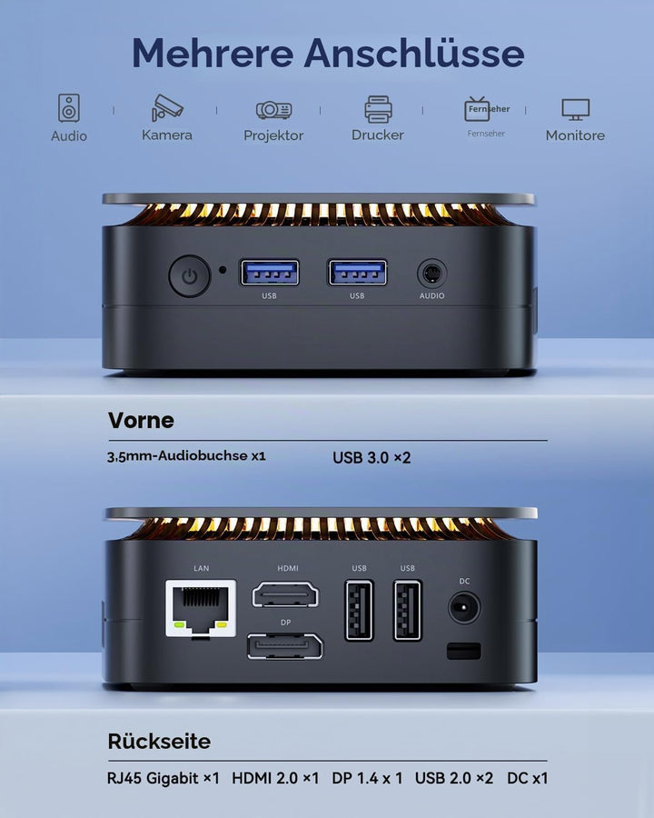 NiPoGi Essenx E1 Mini PC W-11 Pro Ιntel Alder Lake-Ν N95(bis 3,4 GHz) 16GB DDR4 512GB SSD, Mini Comp