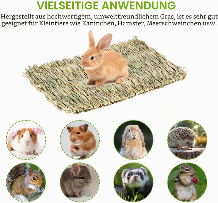 GBKDQQ 8 Stück Kleintier Grasmatten, 28x20cm Grasmatte Gewebte, Kaninchen-Bett, Natürliche Sicher un