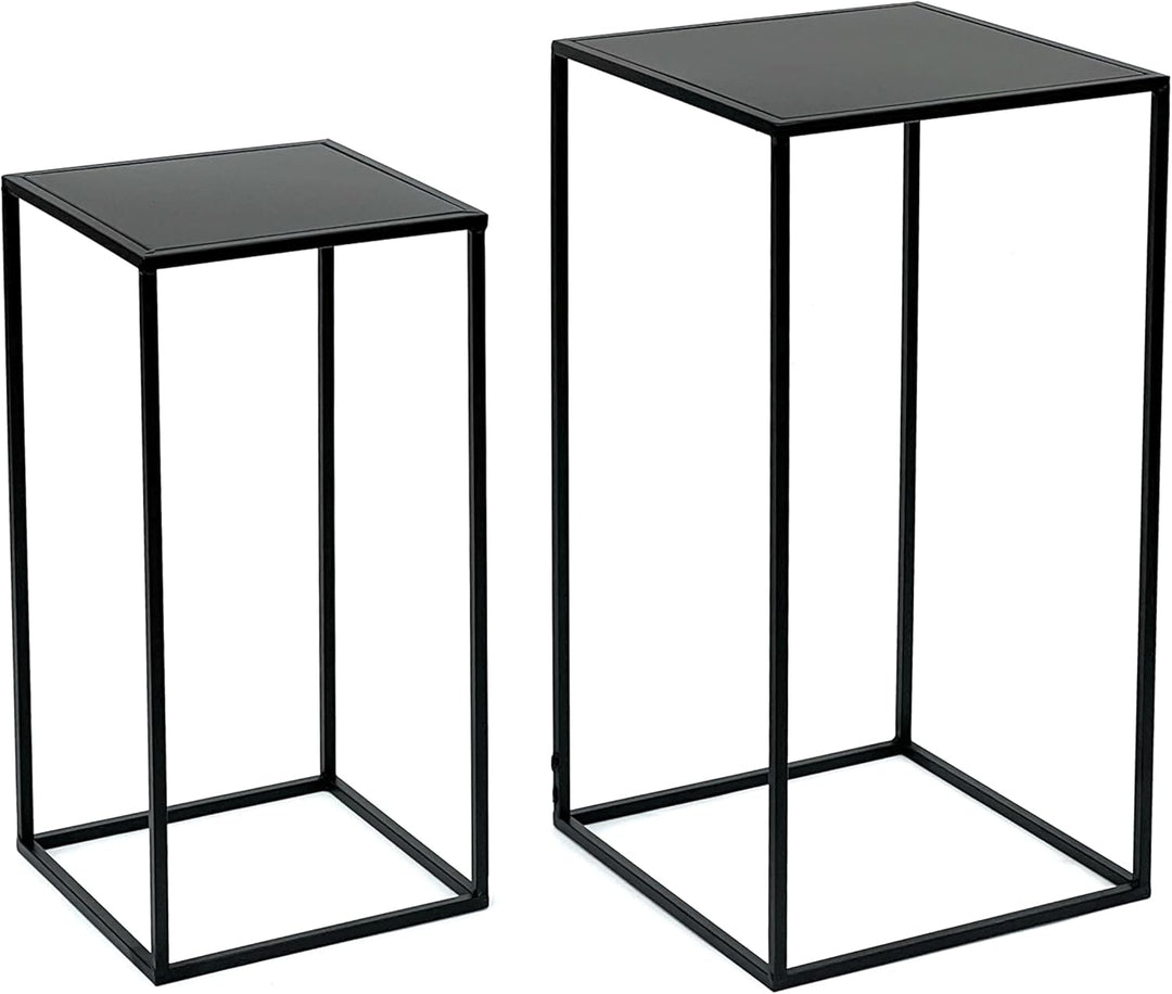 DanDiBo Blumenhocker Metall Schwarz Eckig Blumenständer Beistelltisch 96312 2er Set Blumensäule Mode