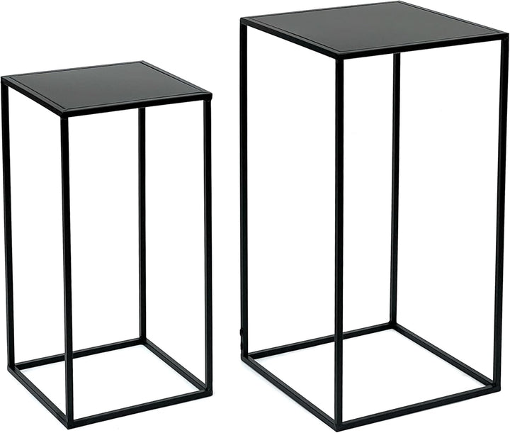 DanDiBo Blumenhocker Metall Schwarz Eckig Blumenständer Beistelltisch 96312 2er Set Blumensäule Mode