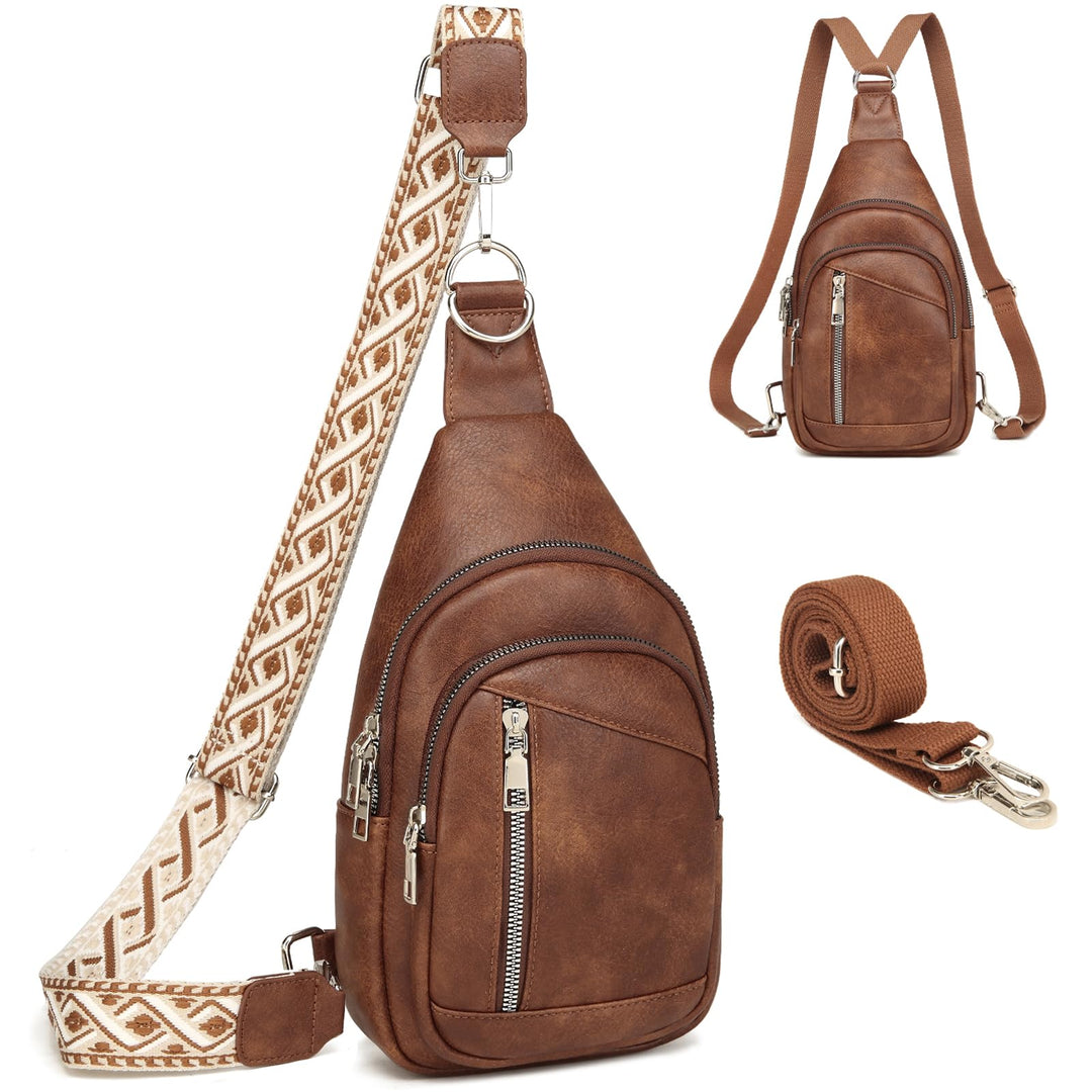 Travistar Sling Bag Brusttasche Damen Herren 2 in 1 Rucksack Damen Klein mit 2 Abnehmbare Schultergu