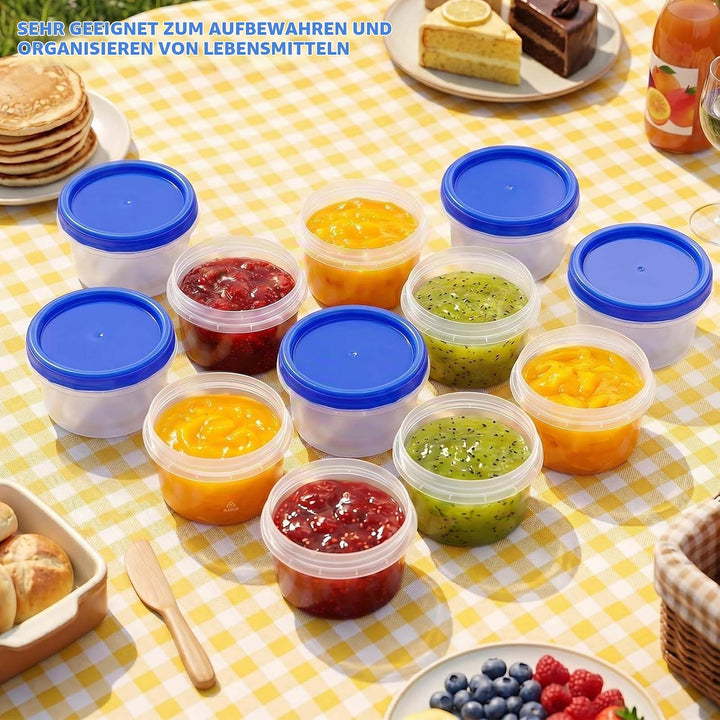 12 Stück Kleine Dosen mit Deckel Plastik,500ml Runde Kunststoff Portion Box Sets,Auslaufsichere Vorr